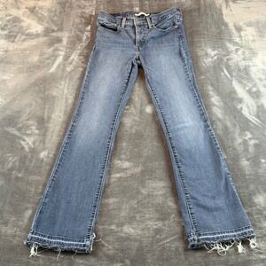 Levis 315 Shaping Bootcut Jeans Womens 27 Medium Wash Raw Hem Frayed Mid Rise